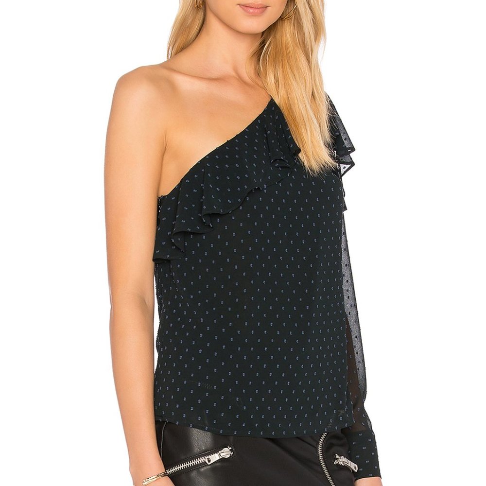Avec Les Filles - Ruffled One Shoulder Top